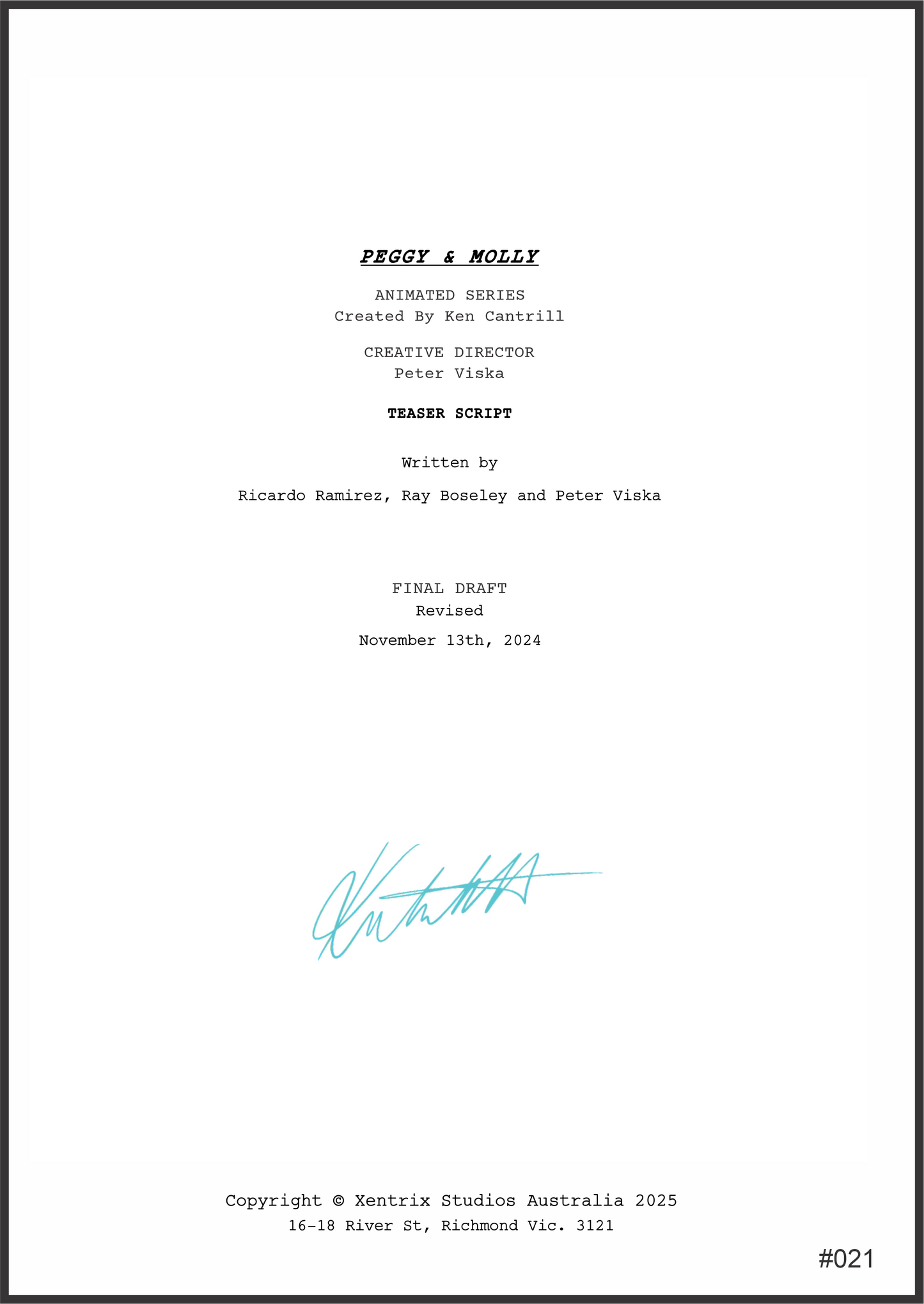 Peggy & Molly - Hand Signed Scripts